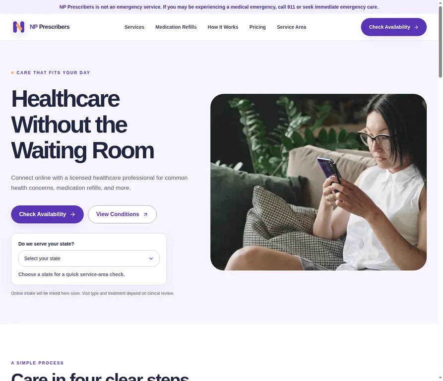 Screenshot of the NP Prescribers public homepage